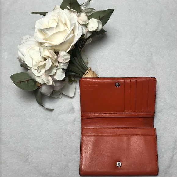 Loewe Orange Leather Bi-Fold Vertical Wallet,Size approx-5.5”x 3.75” - Picture 10 of 15